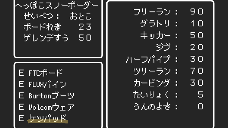 ケツパッドの装備カテゴリ
