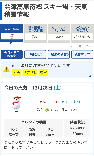 南郷スキー場・天気予報