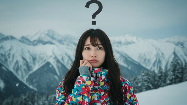 悩むスノーボーダー